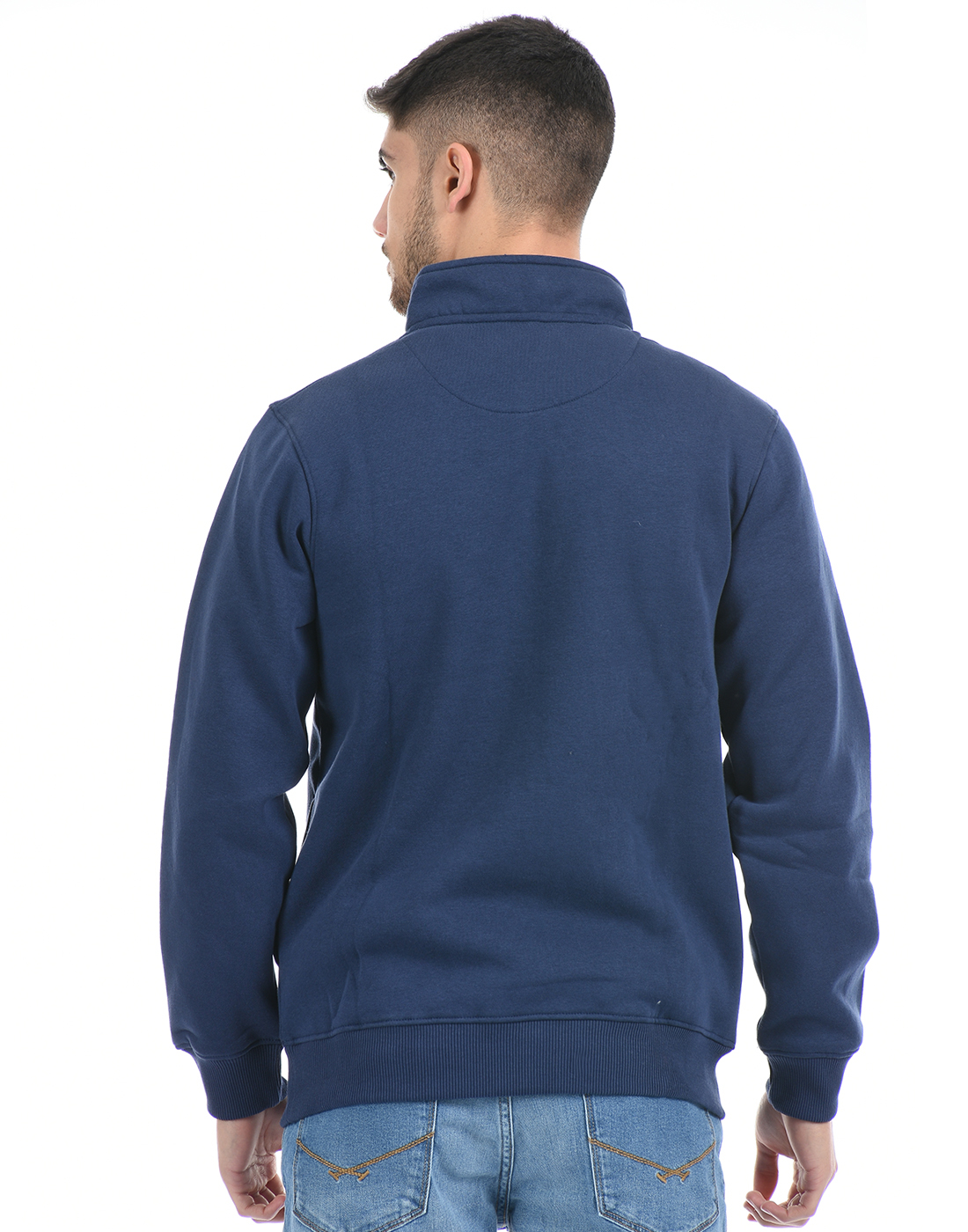 Cloak & Decker by Monte Carlo Men Solid Blue Sweatshirt